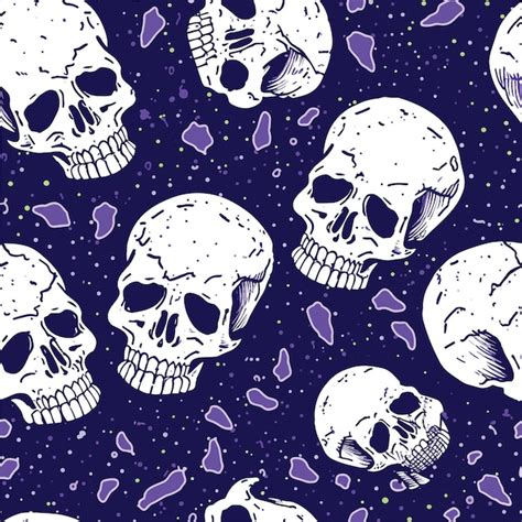 Premium Vector Seamless Colorful Skull Pattern