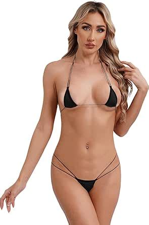 Amazon Winying Women 2 Piece Sexy Extreme Bikini Set Halter Bra Top With G String Thongs