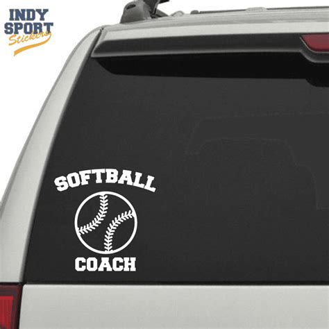 Softball Coach Text With Silhouette Ball Indy Sport Stickers