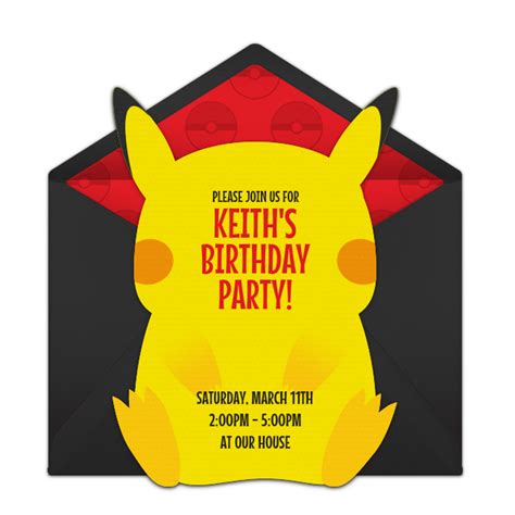 Free Yellow Critter Invitations Pokemon Birthday Invites Online