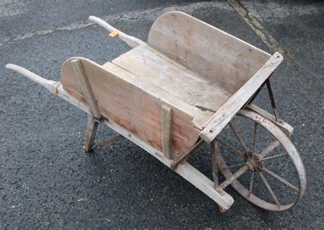 Sold At Auction Antique Wooden Wheelbarrow With Iron Wheel Original