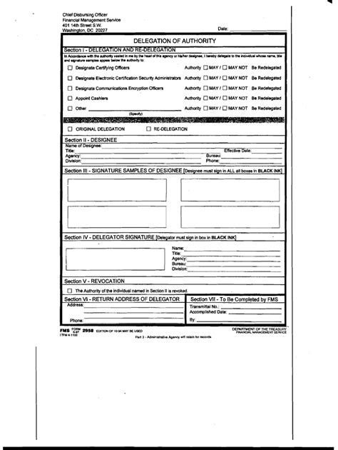 Fms Form Delegation Authority Fill Online Printable Fillable Blank