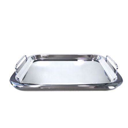 Bandeja retangular em inox alça 41x29 cm Casaual Bandejas