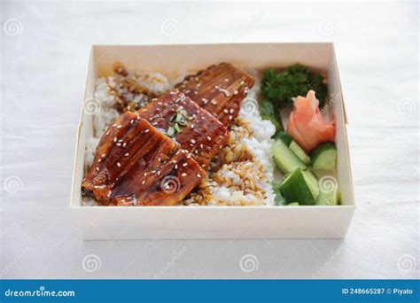 Japanese Food Eel Grilled With Rice Unagi Don Stock Image Image Of