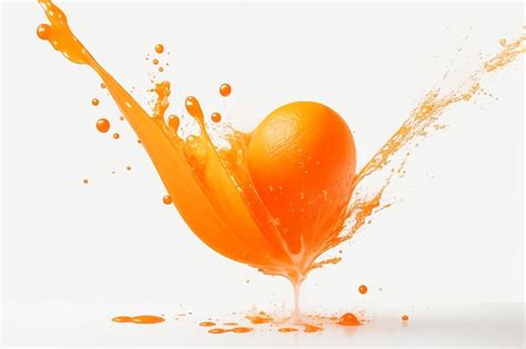 Splashing Orange Juice Isolated On White Premium AI Generated Vector