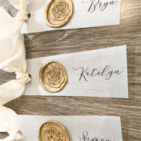 Modern Wedding Place Cards On Vellum With Wax Seal Bridal Etsy