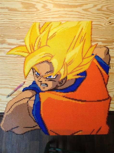 Super Saiyan Goku Beadsprite By Ellsworth On Deviantart Pixel Art