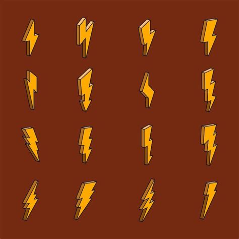 Premium Vector Cartoon Lightning Icons Set Vector Illustration