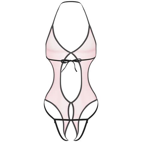 Buy Men S Halter One Piece Transparent Bodysuit Leotard Catsuit Crossdress Lingerie Online At