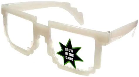 Minecraft Pixelated Glow-In-The-Dark Glasses Accessory White W.I.I ...