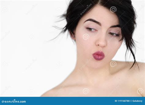 Emotion Face Playful Coquettish Naughty Woman Stock Photo Image Of Brunette Person