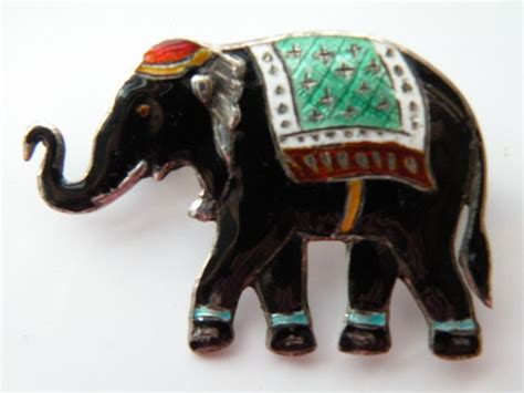 Thailand Siam Sterling Silver Elephant Brooch Pin Enamel Etsy