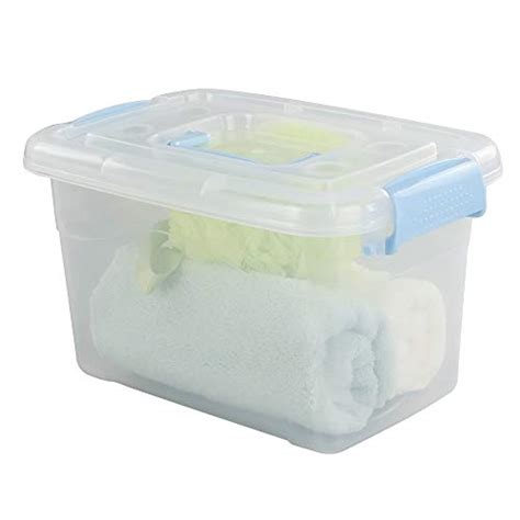 Ggbin 6 Quart Plastic Storage Box With Blue Latching Lid Clear Bin