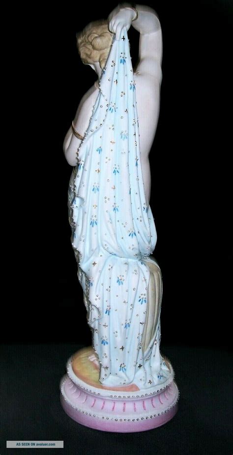 ANTIQUE GERMAN KPM LADY NUDE GODDESS BATHING BEAUTY BISQUE PORCELAIN FIGURINE
