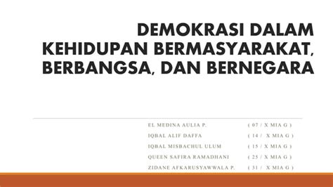 Demokrasi Dalam Kehidupan Bermasyarakat Berbangsa Dan Bernegara Ppt Free Download