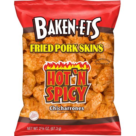 Baken Ets Hot N Spicy Chicharrones Fried Pork Skins 2 38 Oz Bag