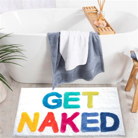 Get Naked Bath Mat Funny Cute Bathroom Rugs Rainbow White Etsy