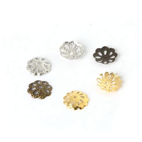 Wholesale Pcs Antique Gold Bronze Color Filigree Metal Flower Bead