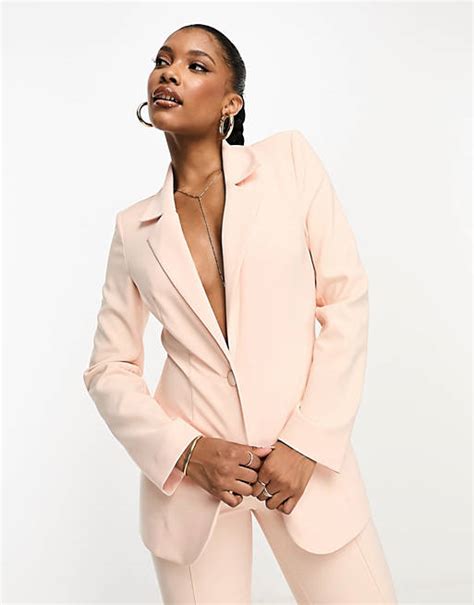 Asos Luxe Suit Blazer In Light Pink Asos