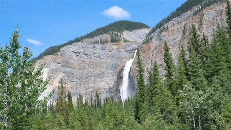 Wide Angle Landscape Natural View Of Takakkaw Falls Tallest Giant