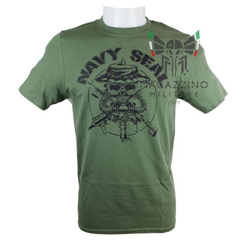 Military T Shirt Us Navy Seals Skull Od Green