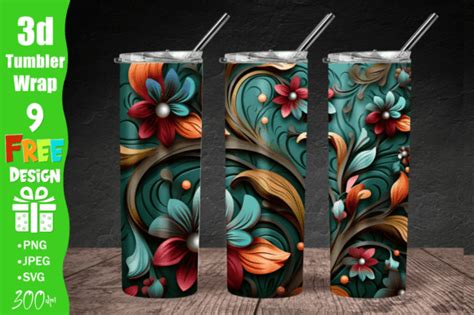 3d Floral Tumbler Wrap Sublimation Graphic By Qasimgraphic1 · Creative Fabrica