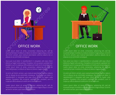 Gambar Poster Pekerjaan Kantor Mengatur Spanduk Pekerja Vektor Dengan