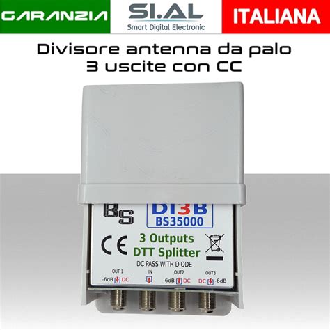 Partitore Antenna TV 3 Uscite Da Palo Divisore Con Passaggio CC Su Tre