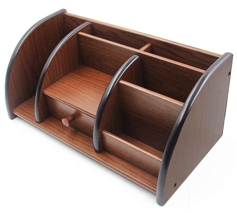 Office Supplies Wood Desk Organizer Book Shelf Pen Holder Accessories Storage