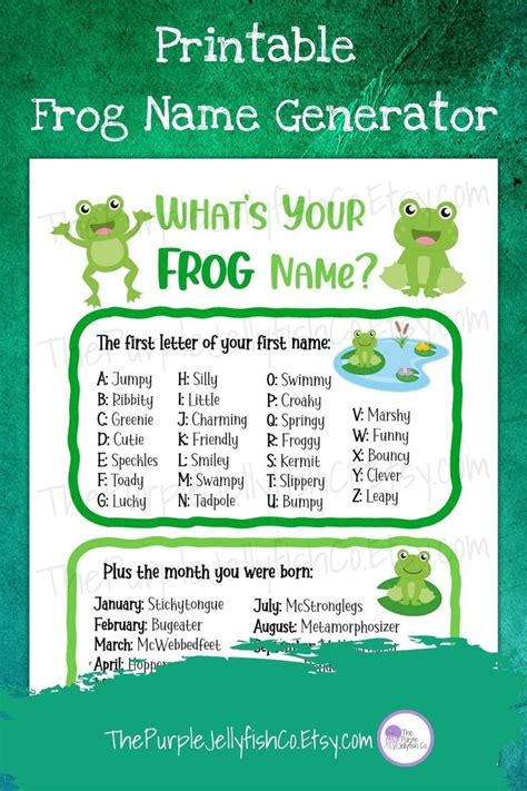 What's Your Frog Name, Frog Game for Kids Printable, Frog Name ...