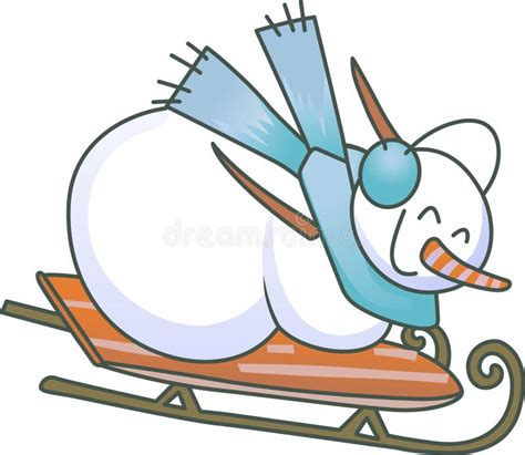 Snowman Sledding Stock Illustration Illustration Of Snow 58832084