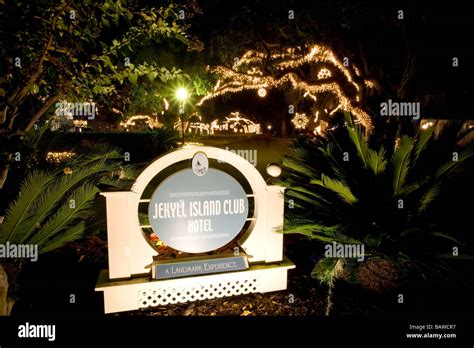 Entry Sign Jekyll Island Club Hotel Jekyll Island Georgia Stock