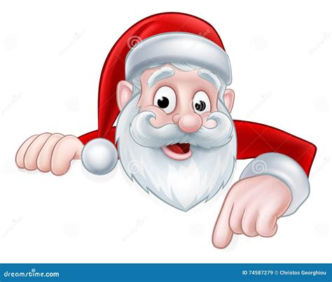 Peeking Cartoon Santa Pointing Down Stock Vector Illustration Of Background Clipart 74587279