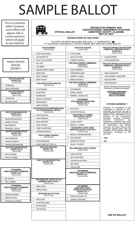 Alabama Republican Primary 2024 Sample Ballot Emalee Alexandra