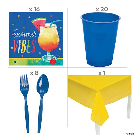 85 Pc Summer Vibes Cocktail Party Tableware Kit For 8 Guests