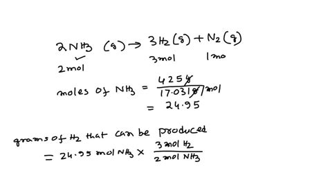 Solved Consider The Decomposition Of Ammonia 2 Nh3 G → 3h2 G N2