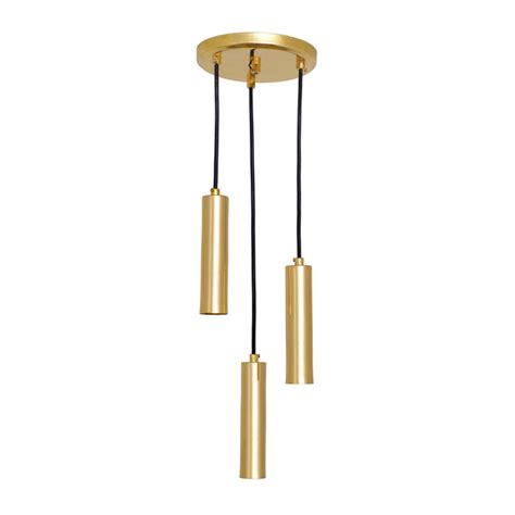 Pendente Tubo 3 Lâmpadas Metal Dourado Mini Tube Auremar Leroy Merlin