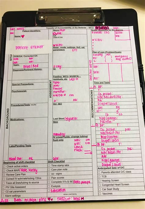 Printable Nursing Change Of Shift Report Template