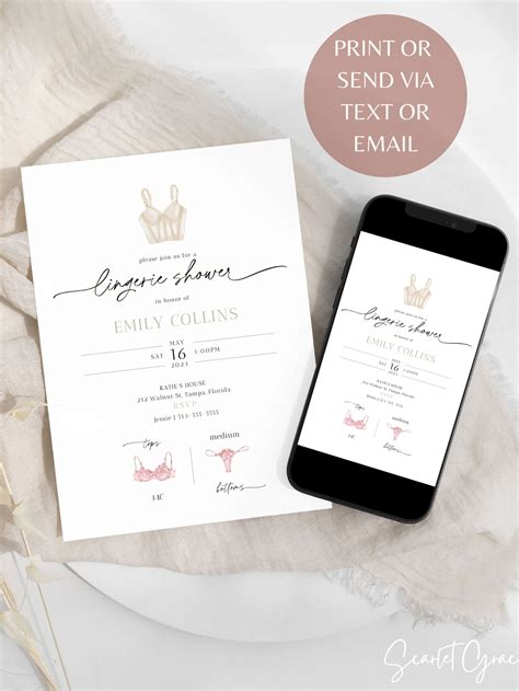 Minimalist Lingerie Shower Invitation Template Lingerie Etsy