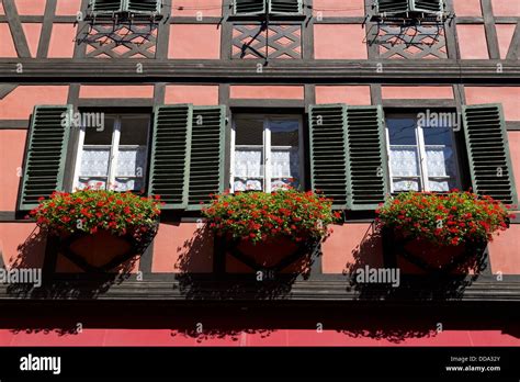 Typical Half Timbered House In Obernai In The Alsace France Stock