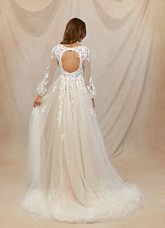 Azazie Anadia Diamond White Nude A Line V Neck Tulle Dress Azazie