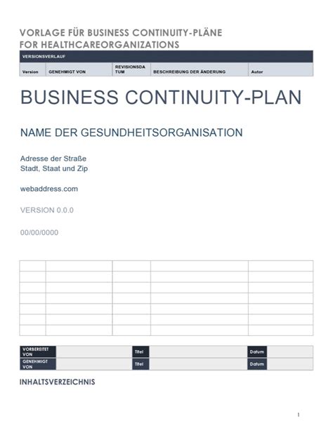 Healthcare Business Continuity Plan Template