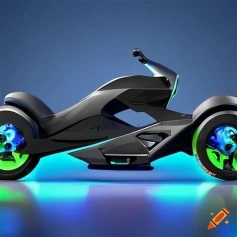 Sleek Black Hover Bike With Blue And Green Details On Craiyon