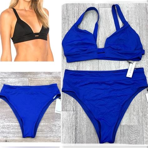 Vitamin A Swim Nwt Vitamin A Neutra Bralette Highwasted Bottom Bikini Set Navy Blue Poshmark