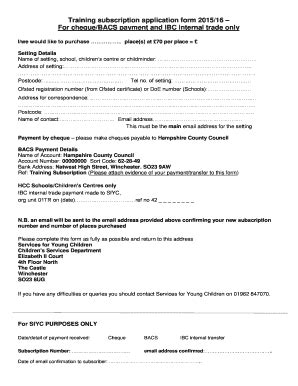 Fillable Online Hants Gov Training Subscription Application Form