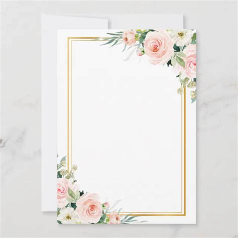 Add Your Own Text Gold Frame Blush Floral Wedding Invitation Zazzle