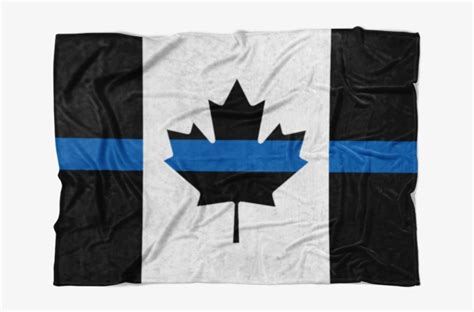 Thin Blue Line Canadian Flag Fleece Blanket Thin Blue Line Canada