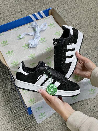 Кроссовки зимние Adidas Campus женские черные на меху замшевые адидас ...