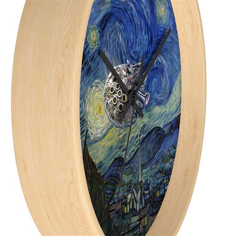 Star Wars Themed Starry Night Van Gogh Wall Clock With The Millennium