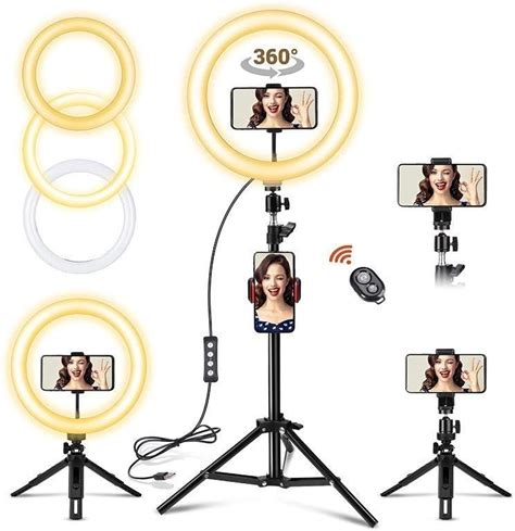 GIM 10 Inch LED Ring Light With Upgraded Tripod Stand Dimmable Selfie